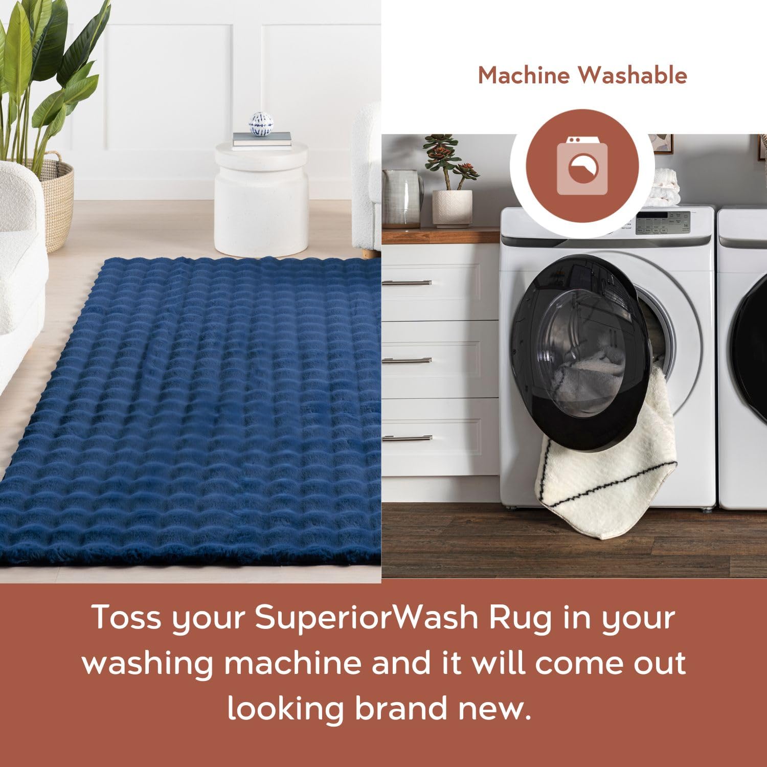 nuLOOM Jeni Navy Checkered Washable Area Rug, 5' x 8'