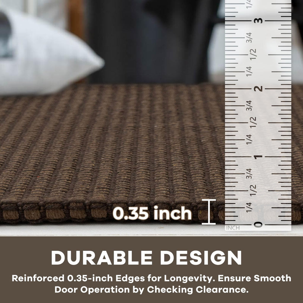 KOZYFLY Long Runners for Hallways 2.6x12 ft Washable Kitchen Runner Non Slip Rubber Backed Hallway Rugs Cotton Entryway Runner Rug Floor Carpet for Indoor Hall, Backdoor, Kitchen, Reddish Brown/Coffee