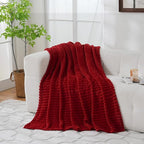 Red Fleece Throw Blanket 108”×90” for Couch Sofa Bed,Super Soft Cozy Plush Microfiber Flannel Blanket with Stripes Design Lightweight for Adults,Woman,Girls