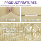 ZNSAYOTX Stretch Oversized Couch Cover Universal Sofa Covers for Living Room Dogs Pet Furniture Protector Spandex Extra Large Sofa Slipcovers with Anti Slip Foam Sticks (Beige, XL Sofa)
