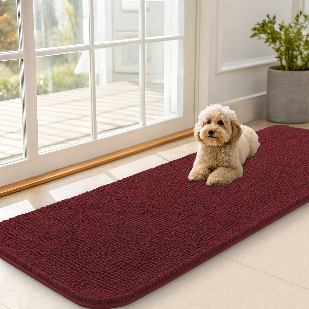 OLANLY Dog Door Mat for Muddy Paws 59x20, Super Absorbent Chenille Mud Mat