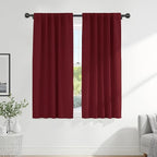 PONY DANCE Bedroom Window Panels - Christmas Decoration Blackout Curtains Elegant Back Tab Slot Pocket Curtains Thermal Insulated Energy Efficient Home Decoration, 42 x 63 inch, Red, One Pair