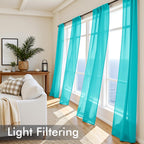 MIULEE Turquoise Sheer Curtains 96 Inches Long 4 Panels 42 x 96 Inches