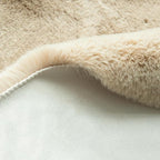ORINOVA Beige Plush Faux Washable Rabbit Fur Area Rugs for Bedroom Shag Carpet for Living Room 4x6 Rectangle Nursery Rug
