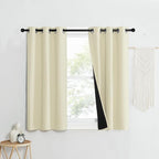 NICETOWN Living Room Completely Shaded Draperies, Privacy Protection & Noise Reducing Ring Top Drapes, Black Lined Insulated Window Treatment Curtain Panels (Beige, 2 Pieces, W37 x L50)