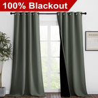 NICETOWN Dark Mallard Blackout Curtains 90 inches Long, Full Light Blocking Drapes with Black Liner for Nursery, Thermal Insulated Draperies for Hall, Villa (2 Pieces, 46" Wide per Panel)