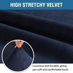 H.VERSAILTEX Stretch Velvet Armchair Cover Couch Covers 1 Cushion Chair Slipcover for Living Room Furniture Cover Crafted from Thick Comfy Rich Velour (Chair 31"-49", Navy)