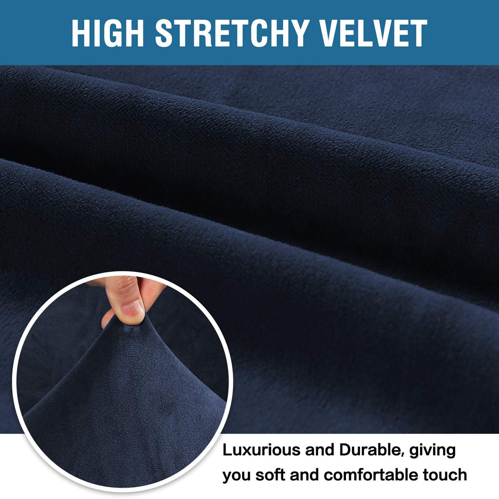 H.VERSAILTEX Stretch Velvet Sofa Covers Large Couch Covers Sofa Slipcovers Furniture Protector Soft with Non Slip Elastic Bottom, Feature Thick Comfy Rich Velour (Extra Wide Sofa 98"-105", Navy)