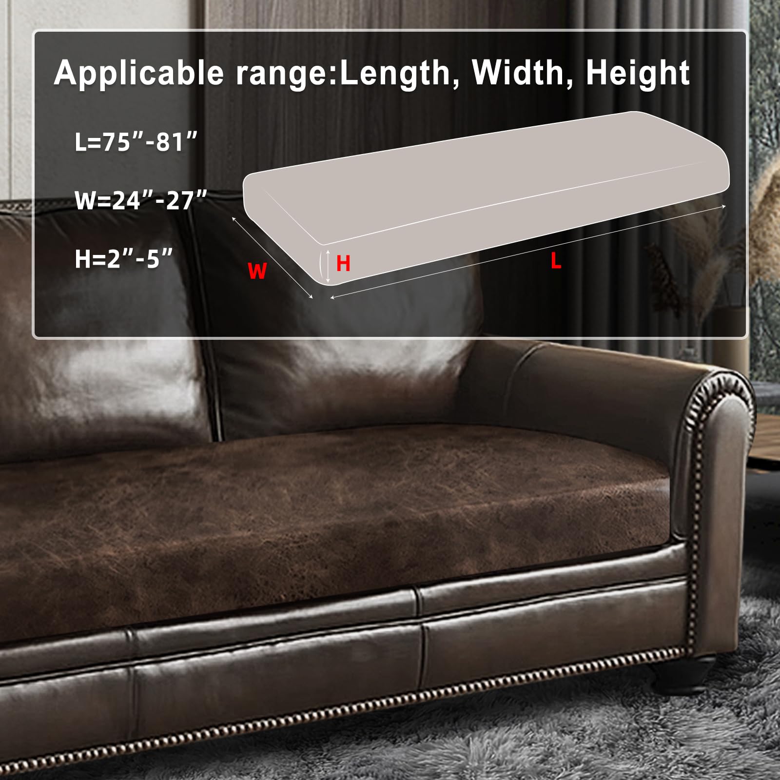 ANARACHON Leather Look Couch Cushion Covers Sofa Seat Slipcovers Sets Couches Furniture Protector for Sectional Armchair Loveseat Pets Kids Stretch (1 Cushion XL Sofa, Brown)