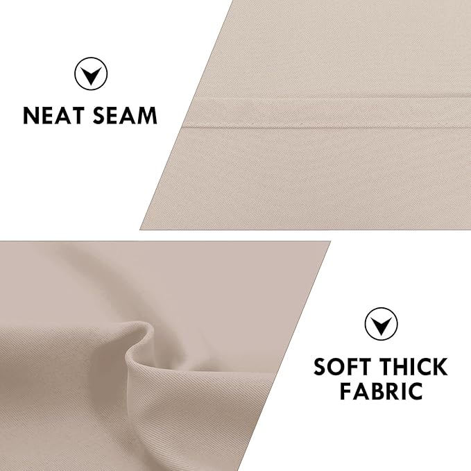 DWCN Blackout Curtains for Living Room Thermal Insulated, Energy Saving & Noise Reducing Bedroom Curtains, Camel, W 60x L 84 Inch, Set of 2 Rod Pocket Curtain Panels