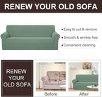 U-NICE HOME Oversized Stretch Loveseat Couch Cover Sofa Covers Washable Sofa Slipcover Furniture Protector for 2 Cushion Couch Sofa Pet Friendly, Cyan