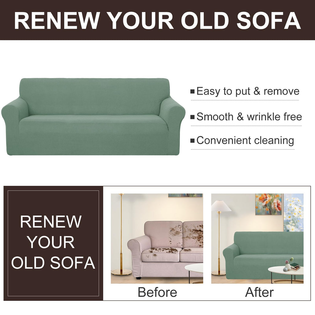 U-NICE HOME Loveseat Cover Stretch Couch Cover Sofa Slipcover, Cyan