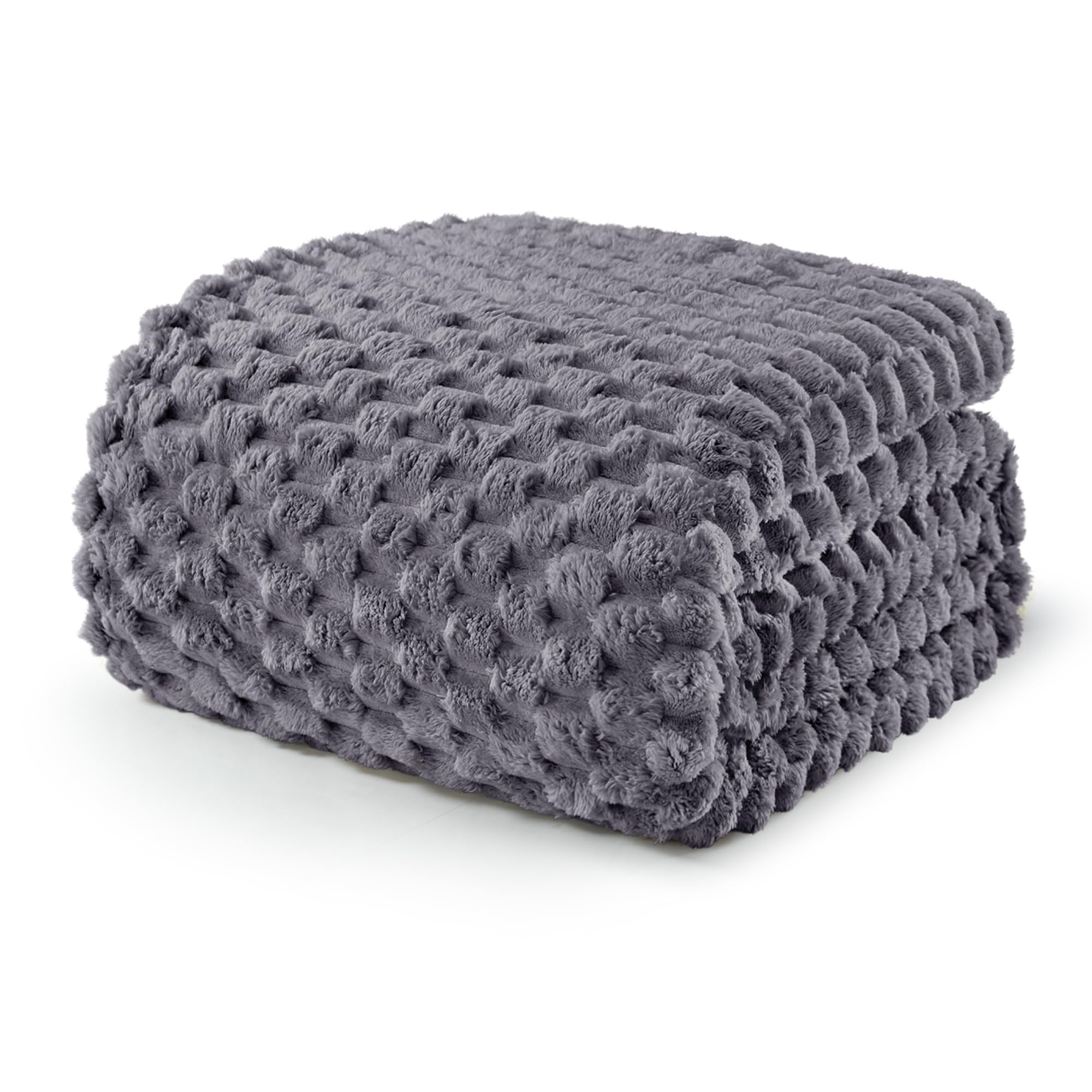 Exclusivo Mezcla 3D Fleece California King Blanket for Bed, Grey