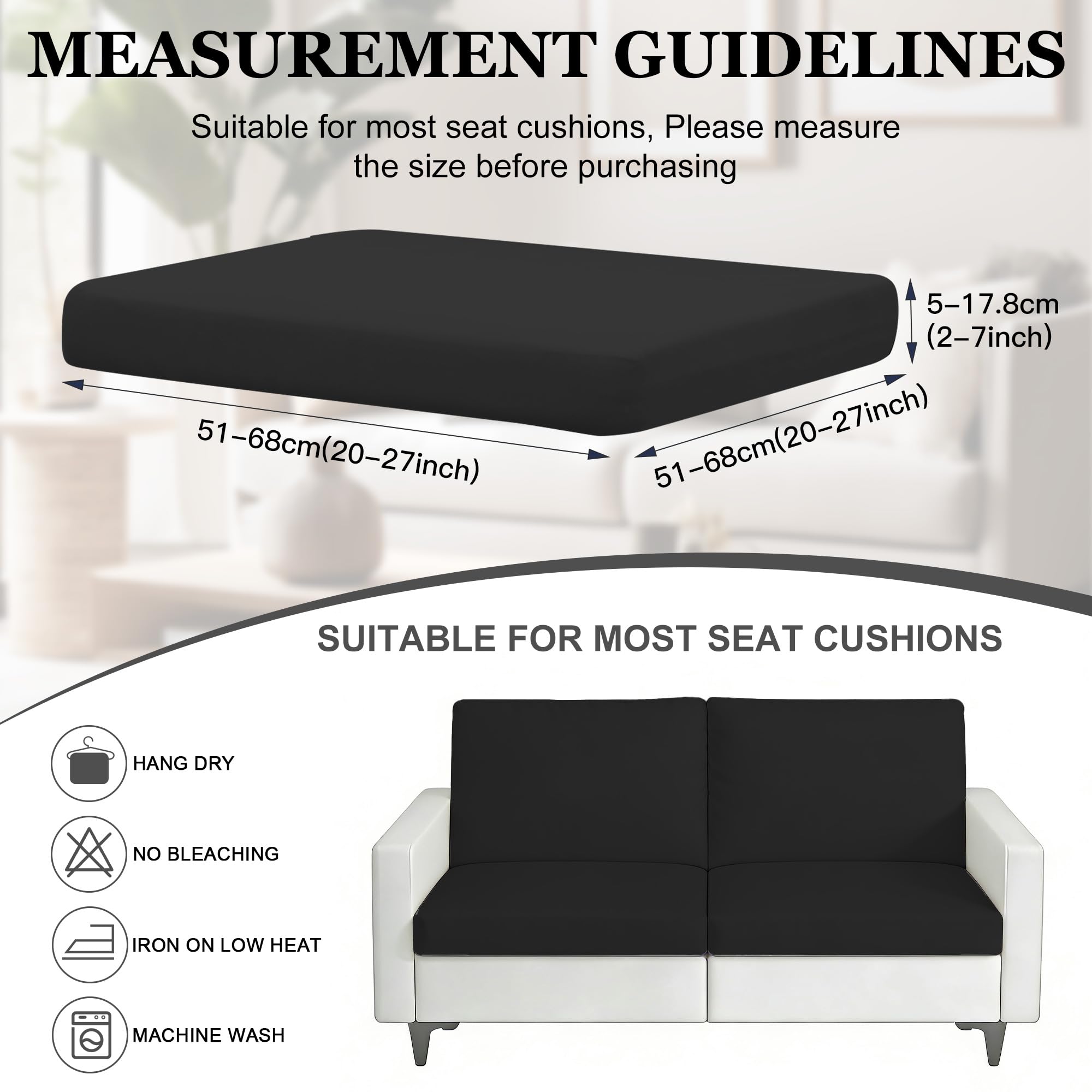 4 Piece Outdoor Cushion Covers, Patio Sofa Cushion Covers, Stretch Fit