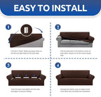 KEKUOU Stretch Single Sofa Slipcover 1 Piece Couch Sofa Cover (31"-55") Furniture Protector 1 Seater Sofa with Elastic Bottom for Kids,Pet.Jacquard Small Checked Pattern Fabric(Small,Chocolate)