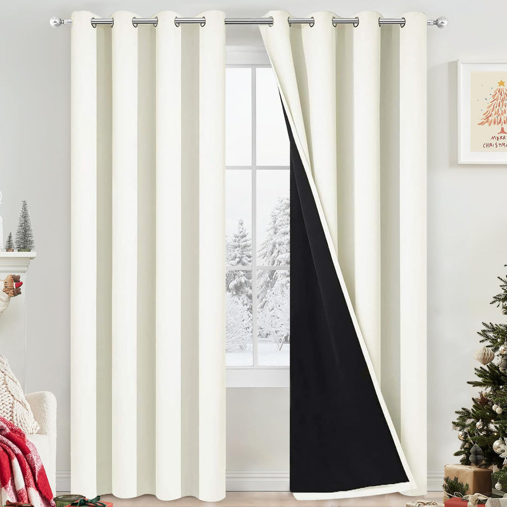 Yakamok Cream 100% Blackout Curtains 84 Inches Long for Bedroom 52" Wide