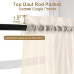 Chyhomenyc Cream Sheer Curtains 96 Inches Long - Light Filtering Solid Voile Window Panel Drapes for Bedroom, Elegant Soft Breathable Living Room Sheer Curtains, Each 42Wx96L Inch, 2 Panels