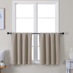 Simplebrand Ava Stone Short 30 Inches Blackout Curtain 2 Panels Set, Half Window Rod Pocket Privacy Curtain Tiers for Kitchen, Curtains Blackout for Bathroom Shades, W30 x L30 Inch, Stone