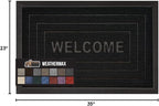 GORILLA GRIP 100% Waterproof All-Season WeatherMAX Doormat 35x23, US Designed Natural Rubber, Stain and Fade Resistant, Low Profile Indoor Outdoor Door Mats, Easy Clean Patio Mat, Black Welcome