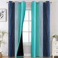 Navy Blue and Teal Gradient Blackout Curtains for Living Room 84 Inch Long