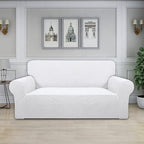 Easy-Going Stretch Oversized Loveseat Slipcover 1-Piece Sofa Cover Furniture Protector Couch Soft with Elastic Bottom for Kids Polyester Spandex Jacquard Fabric Small Checks Snow White