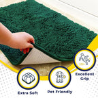 Muddy Mat® | Super Water Absorbent Door Mat Indoor,Microfiber Quick Dry Chenille Entryway Rug,Slip Resistant Front Door Mat,Indoor Mats for Entryway,Machine Washable Pet Rug,Dark Green Runner 24"X60"