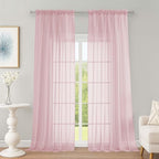 OWENIE Extra Long Blush Sheer Curtains 96 Inches Long 2 Panels Set, Soft Lightweight Airy Voile Sheer Curtain for Bedroom Living Room, Rod Pocket Solid Color Farmhouse Curtains, 59" Wx96 L Inch