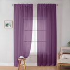 OWENIE Sheer Curtains 72 Inches Long 2 Panels Set, Transparent Light Filtering Plum Sheer Curtain Rod Pocket Clear Drapes for Living Room Bedroom Window Sliding Glass Door, Each 42 x 72 Inch, Plum