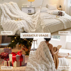 HANDONTIME White Armchair Slipcovers Dog Couch Cover Rabbit Plush Armchair Covers Faux Fur Sofa Slipcovers for Chair Cushion Couches Shaggy Couch Cover Blanket Washable Thick Soft, 71" X102"