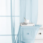 Chyhomenyc Sky Blue Sheer Curtains 96 inches Long 2 Panels, Light Filtering Light Blue Elegant Voile Window Treatment Drapes for Bedroom Living Room, Each 42 Wx96 L, 8FT