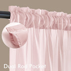 MIULEE Blush Pink Sheer Curtains 96 Inches Long 4 Panels 42 x 96 Inches