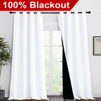 NICETOWN White 100% Blackout Curtains for Windows, Super Heavy-Duty Black Lined Total Darkness Drapes for Bedroom, Privacy Assured Window Treatment for Patio (Pack of 2, 55 inches W x 102 inches L)