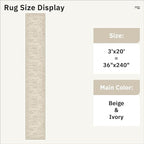 3x20 Hallway Runner Rug - Extra Long Carpet Runners for Hallways 20ft Non Slip Stain Resistant Rugs Runner for Living Room Bedroom 20 Feet Floor Carpet for Kitchen, Beige