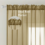 MIULEE Dark Gold Sheer Curtains for Living Room 54X63 Inch 2 Panels