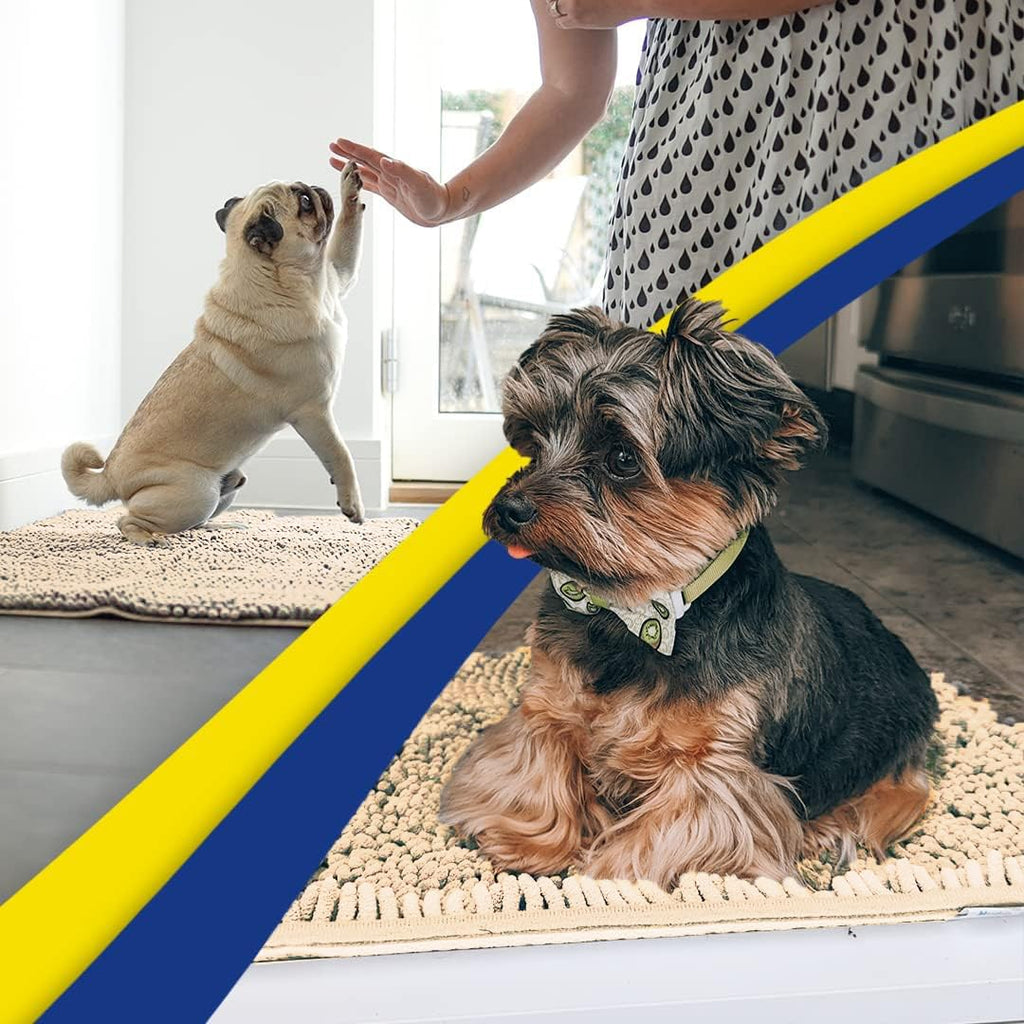 Muddy Mat® | Super Water Absorbent Door Mat Indoor, Microfiber Quick Dry Chenille Entryway Rug, Slip Resistant Front Door Mat, Indoor Mats for Entryway, Machine Washable Pet Rug, Beige 6ft x 9ft