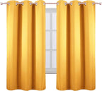 LEMOMO Yellow Blackout Curtains 34 x 63 Inch Length/Set of 2 Curtain Panels/Thermal Insulated Room Darkening Blackout Curtains for Bedroom