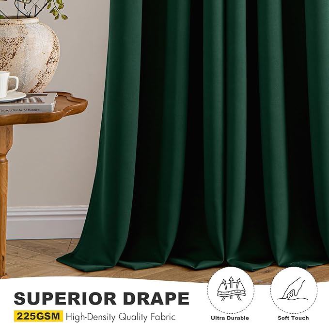 MIULEE Blackout Curtains for Bedroom 2 Panel 40 x 45 Inch Long Hunter Green