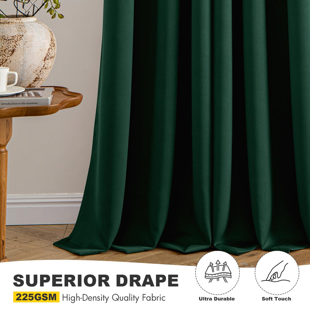 MIULEE Blackout Curtains for Bedroom 2 Panel 40 x 72 Inch Long Hunter Green