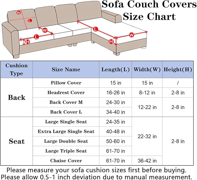 VFUX Soothing Home Sofa Covers, Sofa Hero Covers, Wear-Resistant Universal Couch Covers Washable Stretch Sectional Couch Cushion Covers (Orange,Back Cover L)
