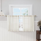 Nanspring Cafe Semi Sheer Linen Textured Valances for Small Short Windows Back Tab Rod Pocket Light Filtering Linen Textured Fabric Window Dressing for Kitchen Kids Room Breathable Home Decor 52x30