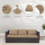 8Pcs Stretch Patio Cushion Covers,Outdoor Couch Covers Replacement,Outdoor Couch & Sofa Slipcovers,for Patio Furniture Cushion Covers,Washable Reusable Furniture Protector (Khaki, Cover Only)