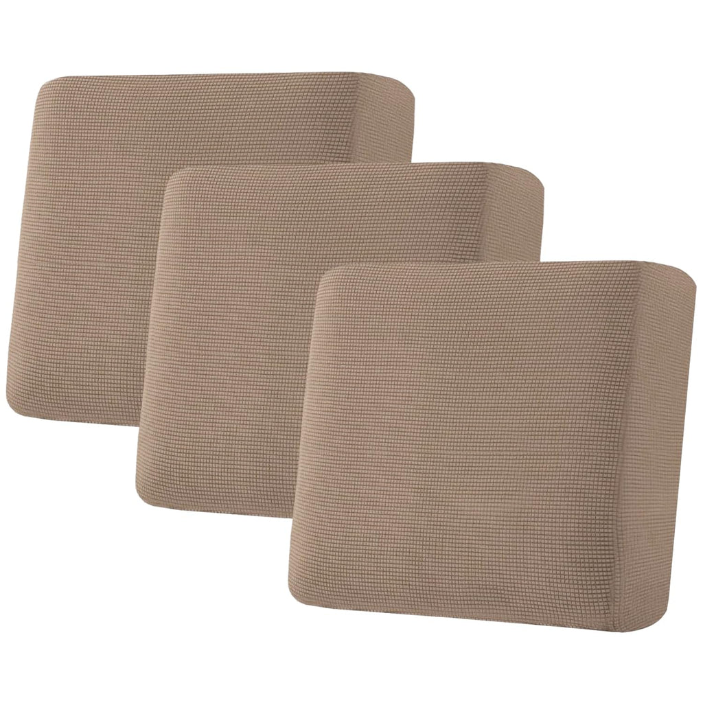 H.VERSAILTEX Super Stretch Individual Seat Cushion Covers Sofa Covers Couch Covers Slipcover Sets Thick Jacquard Textured Twill Fabric (3 Piece XL Sofa Cushion Covers, Macchiato)