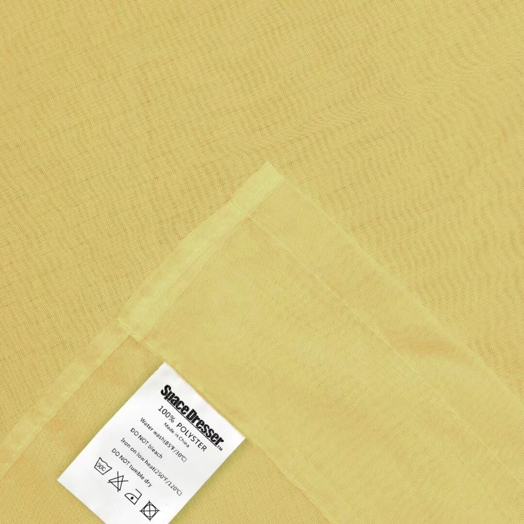 SpaceDresser Sheer Voile Window Treatment Rod Pocket Curtain Panels for Kitchen Bedroom Living Room Drapes Sunlight Filtering Privacy Semi Home Decor Assorted Colors Sizes (Yellow, 52 W x 63 L)