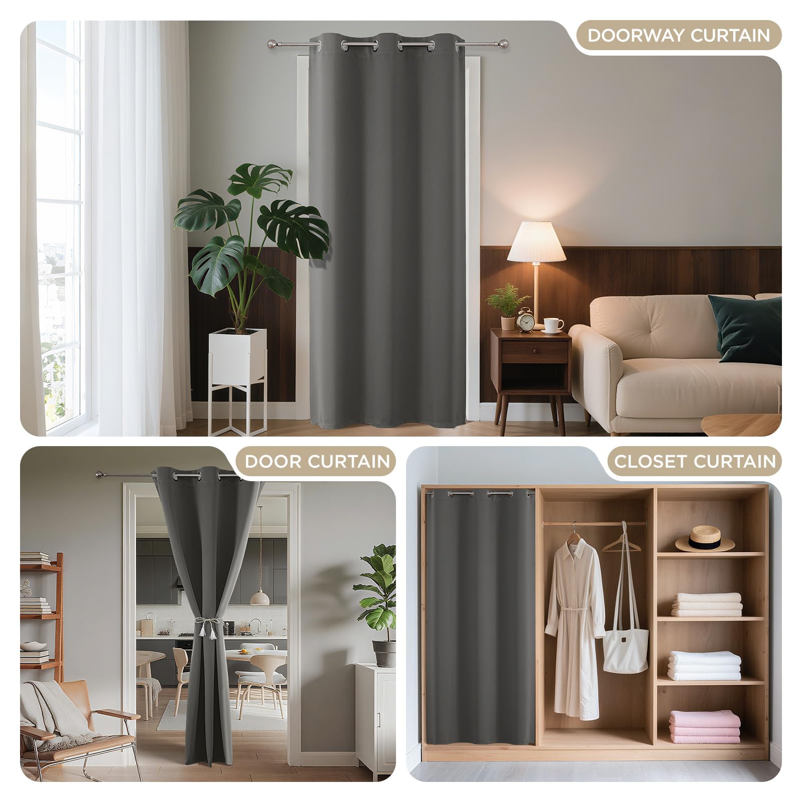 Joydeco Door Curtain Blackout Curtains for Doorway Privacy Closet Drapes