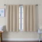 Simplebrand Ava Biscotti Beige Short Blackout Curtains for Bedroom 45 Inches Long 2 Panels Set, Solid Thermal Insulated, Energy Saving Window Treatment Curtains Blackout Drapes, W40 x L45 Inch