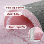 6x9 Ft Large Pink Rugs for Living Room Girls, Shag Fluffy Area Rug for Bedroom, Ultra Soft Furry Rug Indoor Carpet for Kids Room Nursery Home Decor