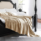 JIAHANNHA Flannel Fleece Blanket Throw Size(60 by 80 Inches),Beige Throw Blanket for Couch Sofa Bed 280GSM,Super Soft Plush Cozy and Lightweight Warm Bed Blanket for All Season