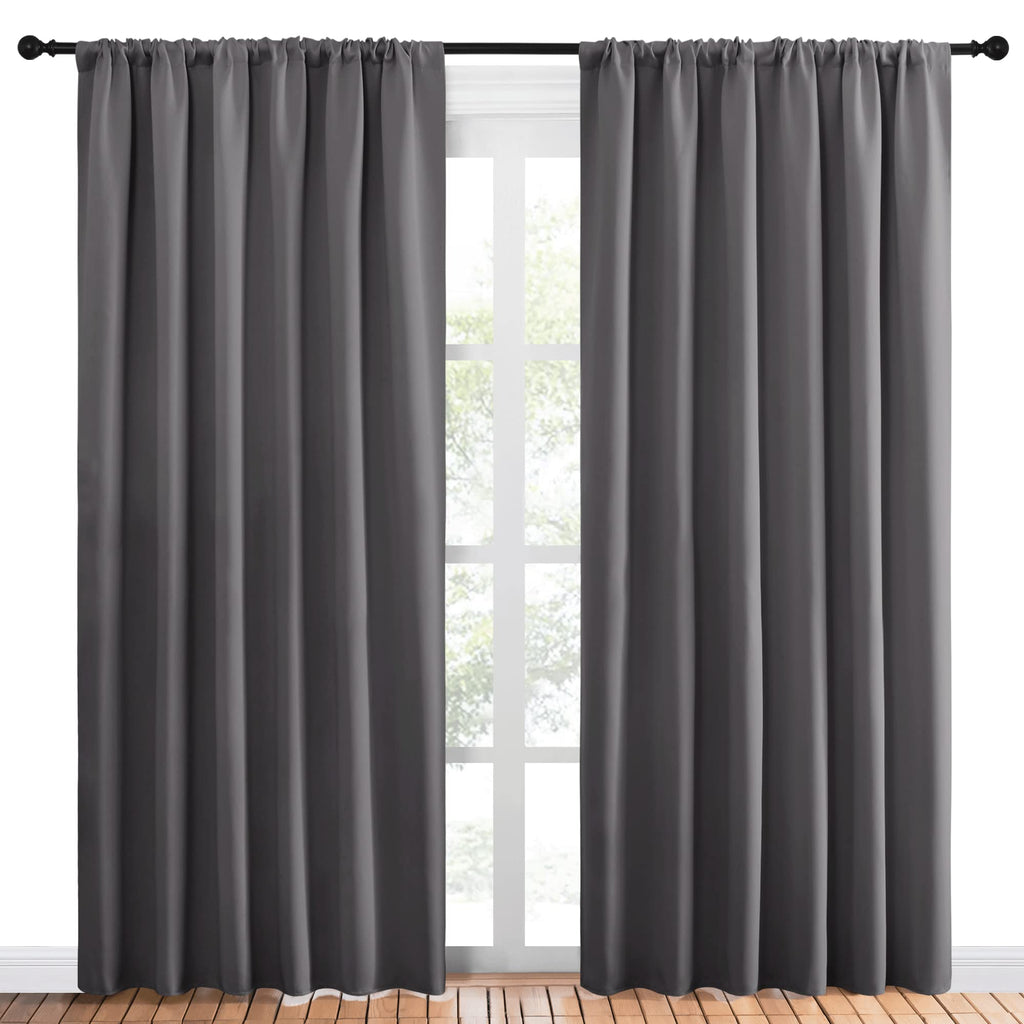 NICETOWN Blackout Curtain Panels for Window - Thermal Insulated Rod Pocket Blackout Drapes/Draperies for Dining Room (2 Panels, W70 x L84 inches, Grey)