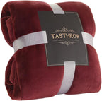TASTHROW Large Flannel Fleece Throw Blanket, 50×70 Inch - Cozy Lightweight Thick Blanket - All Seasons Suitable for Women, Men and Kids (Burgundy)