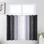 Estelar Textiler Black and Greyish White Ombre Short Blackout Kitchen Curtains 36 Inch Long, Thermal Insulated Grommet Small Half Window Drapes for Cafe/Basement/RV Camper, 52Wx36L, 2 Panels